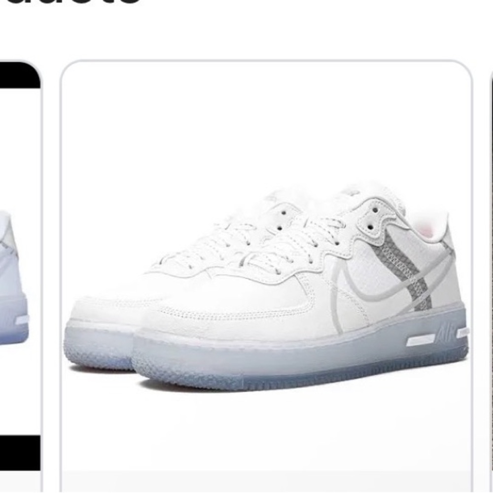 Nike Air Force 1 React QS “White Ice” White Sneakers Men’s 7.5 / Women’s 9